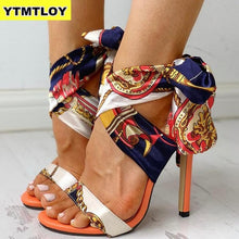 Load image into Gallery viewer, 2019 Ribbon Summer Luxury High Heels New Women Pumps Comfort Shoes Sandals Sexy Party Female Peep Toe Gladiator Rome Leisure
